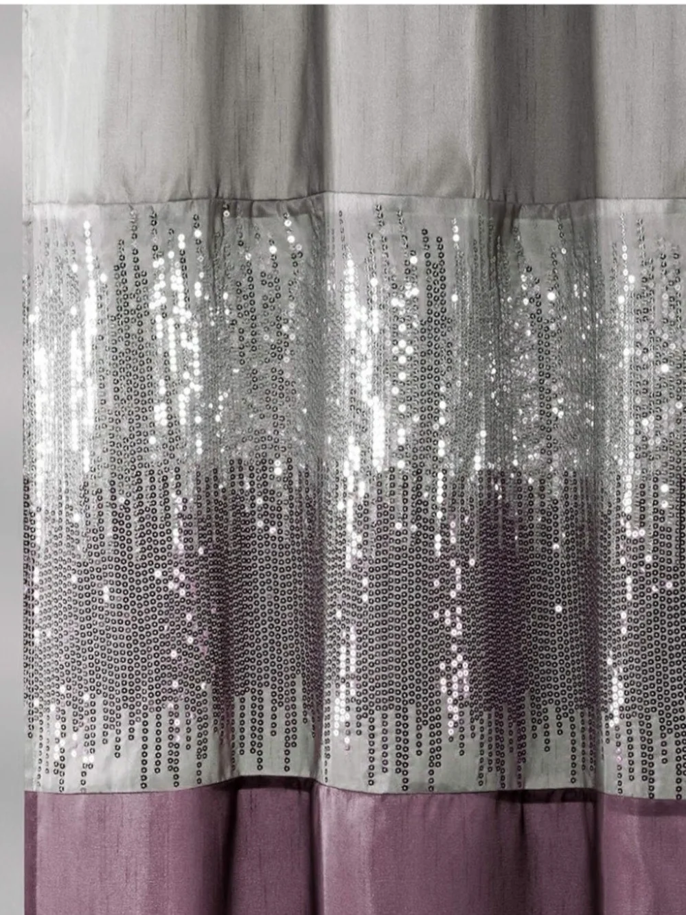 Sequin Two-Tone Shower Curtain - Gray and Plum